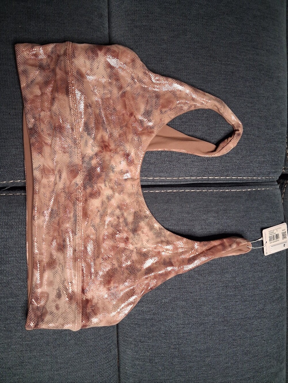 lululemon athletica Metallic Taupe Snake-Print Sports Bra